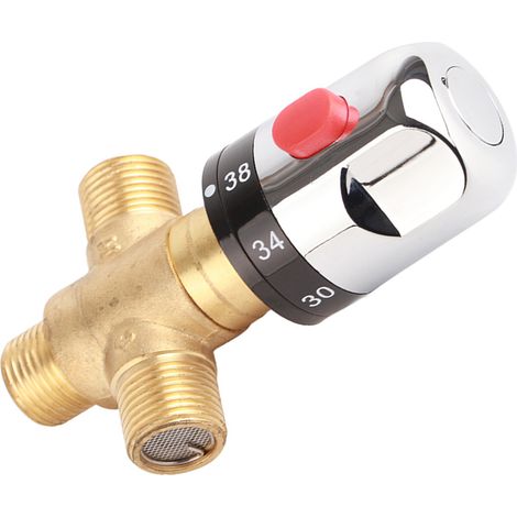 Thermostatisches Mischventil aus Messing, Wassertemperaturregelung für Rohre und Waschbecken (1/5)