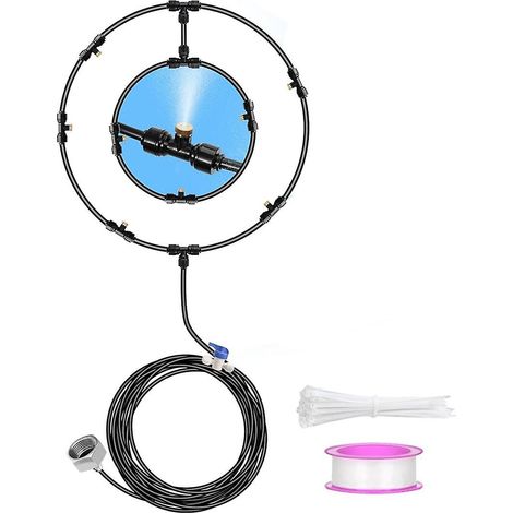 Kit de brumisation pour terrasse extérieure, brumisateurs d'eau pour rafraîchir l'extérieur, système de brumisation avec tuyau de 8 m (26,3 pi). (1/5)