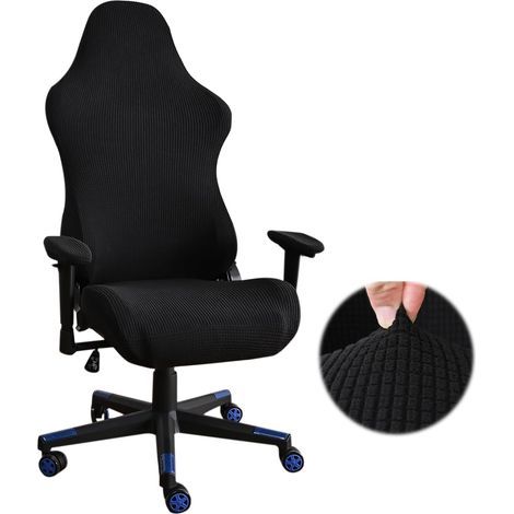 Gaming-Stuhlbezug - Schwarz - Dehnbar - Für Bürostühle - Für Gaming-Computer, Büro, Rennstühle (schwarz) (1/4)