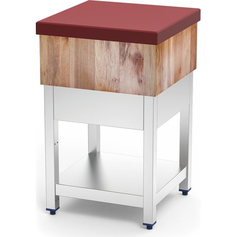 Billot de Boucher Inox en Bois et Polyéthylène Rouge - Fricosmos (1/3)