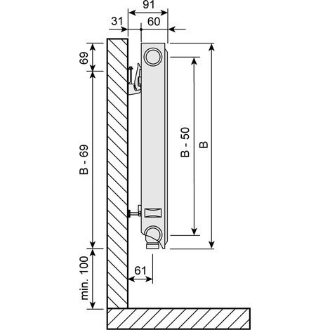 Purmo Compact Ventilheizkörper Typ 11 600x1600mm Ventilposition rechts F07110601601030 (1/5)