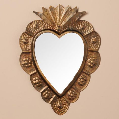 Miroir coeur Ex-voto patine bronze 23x31cm (1/5)