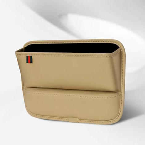 (Universel - E) Combleur d'espace entre le siège avant et le siège auto - Accessoires intérieurs de voiture - Boîte de rangement portable avec porte-gobelet - Cuir PU - Combleur d'espace latéral de co (1/5)