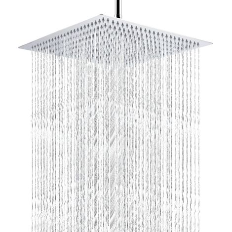 Pomme de Douche au Plafond de 40cm, Pommeau de Douche Carré à Haute Pression en Acier Inoxydable une Douche Confortable à Basse Pression d"Eau, Installée au Mur ou Plafond(16 inch) (1/5)