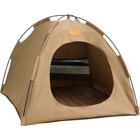 Tente pour chat pliable, légère et portable, pour chien, pour une utilisation en intérieur, couleur café. (1/5)