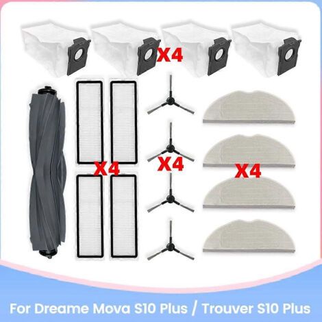 Kit d'accessoires pour aspirateur Dreame Mova S10 Plus / Trouver S10 Plus : pièces détachées, rouleau, brosse latérale, filtre.