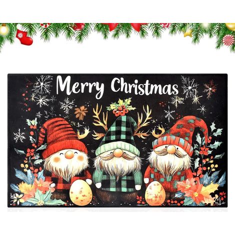 Weihnachtsfußmatte, Weihnachtsbodenmatte, rutschfeste Bodenmatte, Weihnachtsdeko-Bodenmatte, rutschfeste Fußmatte mit Weihnachtsmustern, geeignet für Schlafzimmer, Küche und Badezimmer, rote Bodenmatt