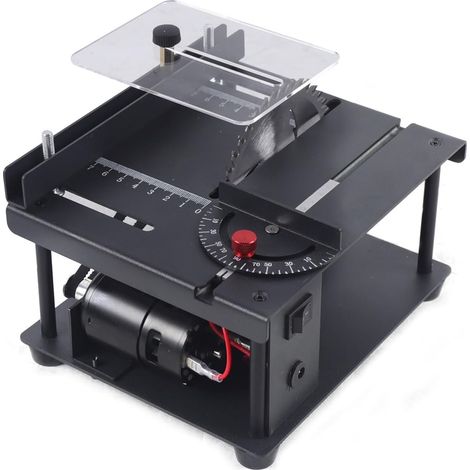 Polisseuse Ponceuse Mini Kit de scie à Table coulissante multifonction travail du bois bricolage modèle de passe-temps banc de coupe coulissant scie ménage 8500r/min (1/5)