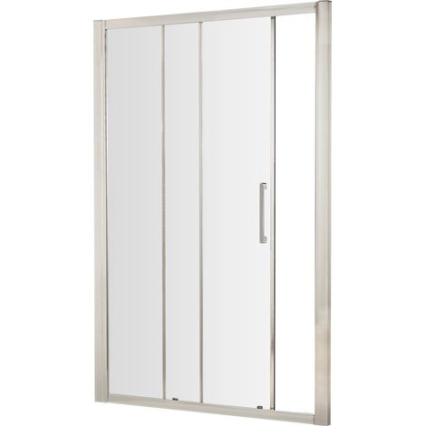 Balterley Kinvaston 1100mm Single Sliding Shower Door with 8mm Glass, Bar Handle & Easyfit Assembly System - Chrome