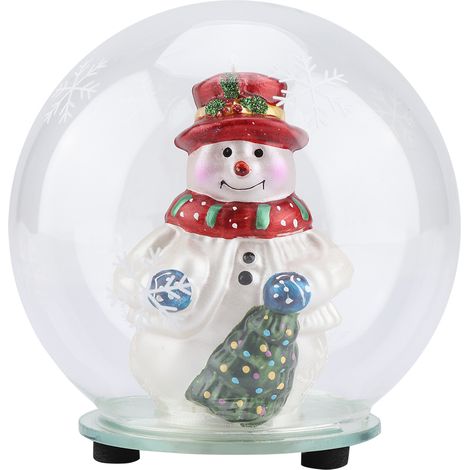 Boule En Verre Bonhomme De Neige Avec Led - Design Flocon De Neige - Décoration Intérieure Noël - 1 Pièce (1/5)