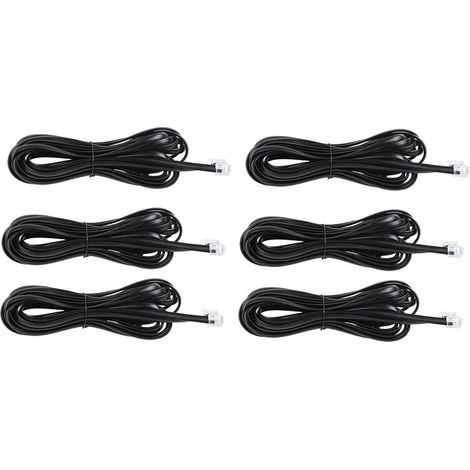 Câble d'extension téléphonique/fax/modem RJ11 6 prises 6P6C, 5 mètres de long, noir