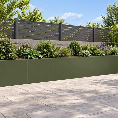 vidaXL Retaining Wall 6 pcs 40 x 12 x 30 cm Steel Olive Green (1/5)