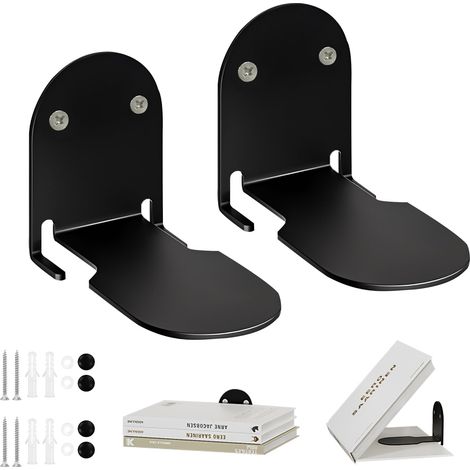 Unsichtbares Wandregal, schwebendes Bücherregal, schwebendes Bücherregal, verdecktes Wand-Bücherregal für Schlafzimmer, Büro, Küche, Metall, Schwarz, 2 Stück