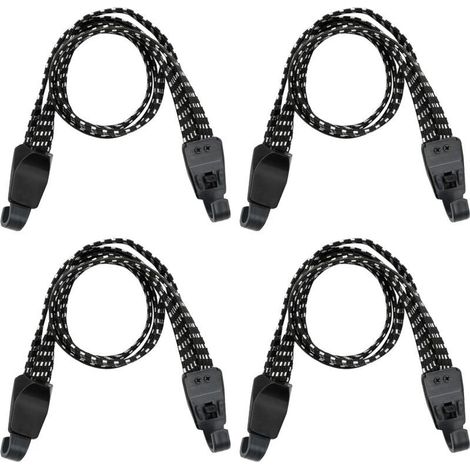 4 Pièces Sangle Elastique Velo Porte Bagage avec Crochet Plastique, Tendeurs Elastique avec Crochets, Sandow Elastique Moto Noir avec Crochet pour la Manipulation de Marchandises,60cm (1/4)