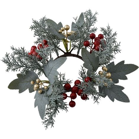 Guirlande De Noël - Anneau Porte-Bougie Décoratif Pour Table À Manger Ou Intérieur - 22 X 22 Cm - Blanc Rouge - 1 Pièce (1/5)