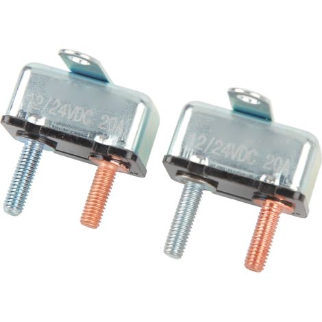Disjoncteur Automatique 20A 12V/24V à Réarmement pour Protection Surcharge, 2 Pièces Alliage Aluminium pour Véhicule et Bateau (1/5)