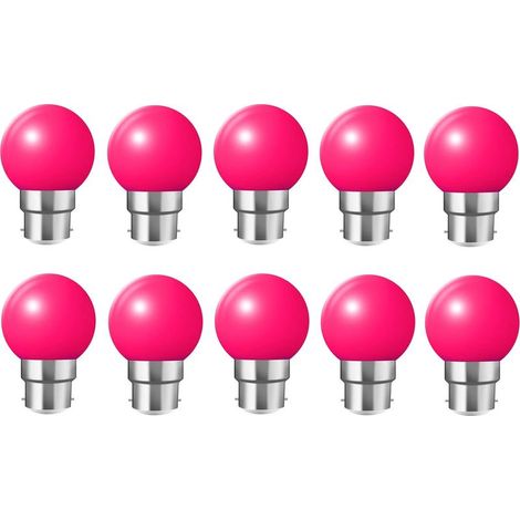 QAZQA 10X B22 Ampoule rose 1W Ampoule Couleur Économie d'énergie Couleur à LED 200LM Adapté aux Décoration AC 220V-240V rose (1/4)