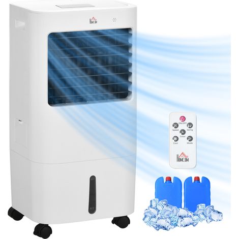 Rafraîchisseur d'air évaporatif blanc portable 3 en 1 avec oscillation, télécommande, 3 vitesses et minuterie 8h pour intérieur (1/5)