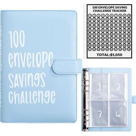 Défi d'Épargne - Non spécifié - 100 Envelopes - Couleur Bleue - Outil de Budget - 100 Slots de Carte (1/4)