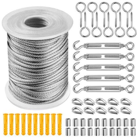 Edelstahl-Hängeseil-Set. 50 m Metallseil. Kletterpflanzen-Anzuchtset. Metallseil für Treppengeländer – 1.AAFGVC (1/5)