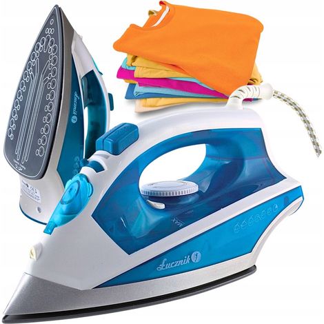 Handdampfbügeleisen, robuste Keramik, ŁUKNIK Feuerwehrmannblau, 2200 W