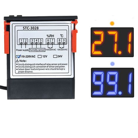 STC-3028 Intelligenter digitaler Temperatur- und Feuchtigkeitsregler für Aquakultur und Brutanlagen - Thermometer und Hygrometer (110V-220V) (1/5)