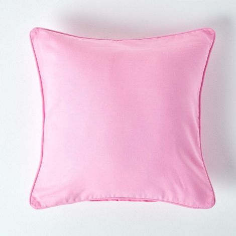 HOMESCAPES Cotton Plain Pink Cushion Cover, 45 x 45 cm