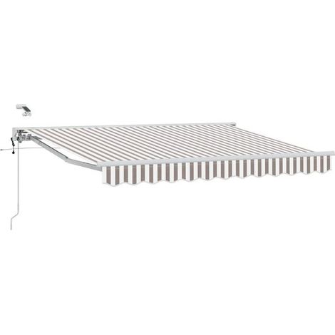 Store banne motorisé rétractable, gris clair et blanc, 3,5 x 2 mètres (1/5)