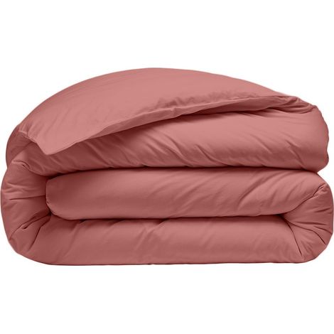 Housse de couette 220 x 240 cm Percale de coton lavé vieux rose (1/3)