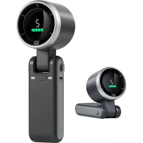 Ventilateur portable USB (noir), ventilateur turbine portable, 5 vitesses de ventilation, pliable à 180° (1/3)