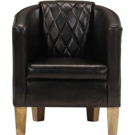Fauteuil de Salon,Chaise,Fauteuil cabriolet noir cuir véritable470943 (1/5)