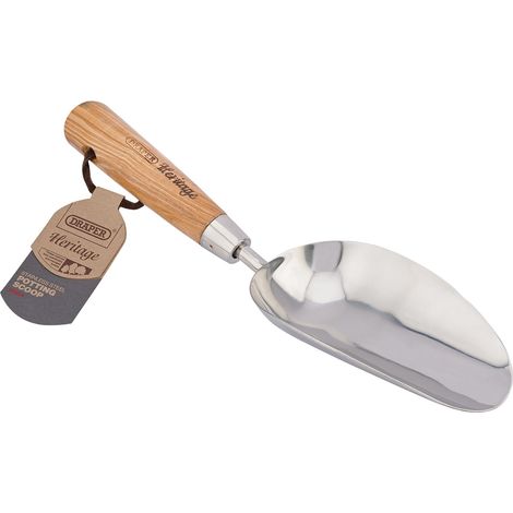 Draper Heritage Stainless Steel Hand Potting Scoop with Ash Handle – Durable and Ergonomic Gardening Tool (Model 99024) (1/2)