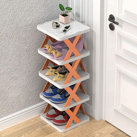 Meuble à Chaussures Slim à 5,Étagère à Chaussures Verticale à 5 Niveaux,Organisateur De Chaussures,Étagère à Chaussures Robuste，orange