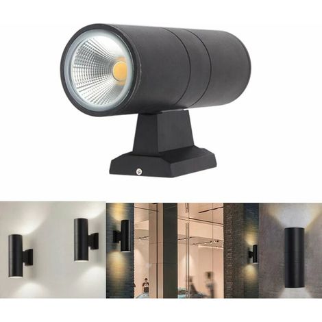 Applique extérieure Lampe murale extérieure à double tête LED étanche jardin lampe murale à lumière chaude（Lumière blanche chaude，6w (1/5)