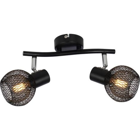 Plafonnier noir double grille Loretto 2xE14 40W Reality