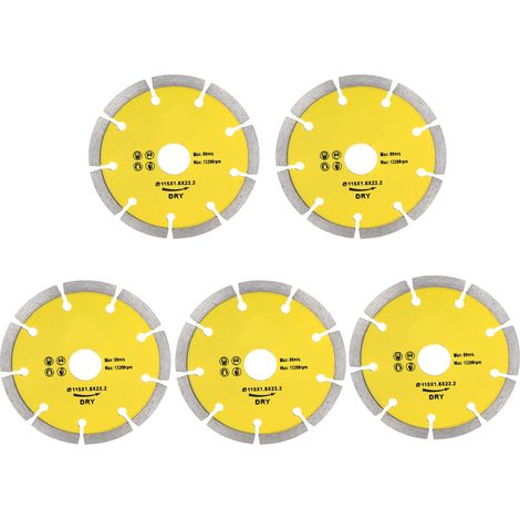 Lot de 5 lames de scie diamantées 115 mm pour découpe de céramique et bois, disques ondulés multifonctions (1/5)