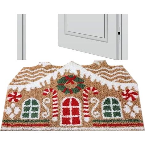 Paillasson Maison En P-ains D'Épices, Paillasson De Noël Pour Intérieur Et Extérieur, Antidérapant, Tapis Décoratifs Sur Le Thème De Noël Pour Les Fêtes Porche Extérieur Entrée Cuisine Salle De (1/5)