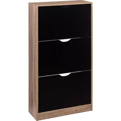 5Five Simply Smart – Range chaussures 3 tiroirs noir beige – Dimensions L. 60 x P. 23,3 x H. 119,5 cm – Capacité 18 paires – Meuble en MDF (1/6)