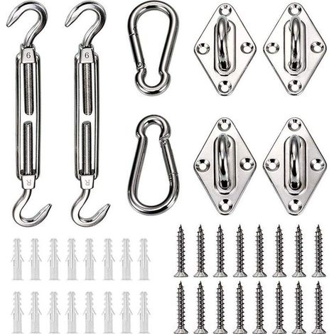 Kit Fixation Voile d'Ombrage Acier Inoxydable 304 - Accessoires Montage Toile Ombrage Triangulaire (1/5)