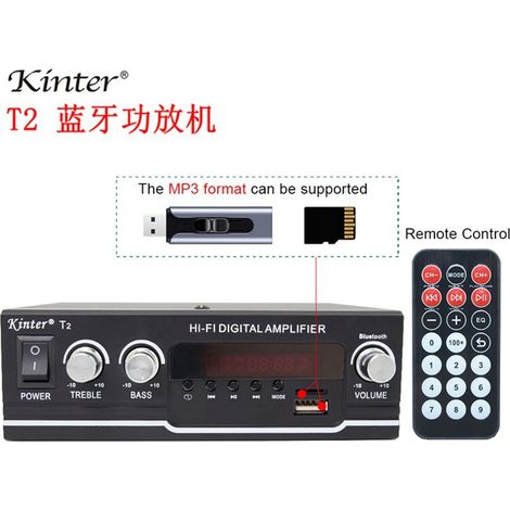 Kinter T2 PC USB Flash Drive Memory Card MP3 Desktop Computer Amplifier 12V/AC90-240V Mini Amplifier -- Kinter T2 Amplifier European Standard (100-220V) (1/4)