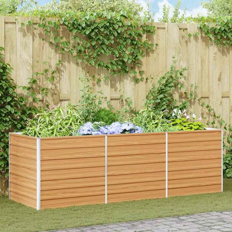 Teenpull – Hochbeet Hellbraun 240 x 80 x 77 cm Verzinkter Stahl (1/5)