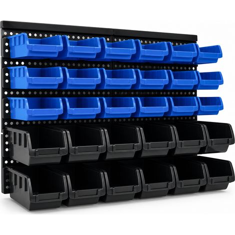 Scatola a scomparti 30 vani da parete per viti blu nero (1/5)