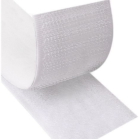Scratch Autocollant Double Face, 5 Mètre 50 mm Rubans Adhésifs, Bande Agrippantes Adhésives Avec Crochets Et Boucles (50 mm x 5 m, Blanc) (1/5)