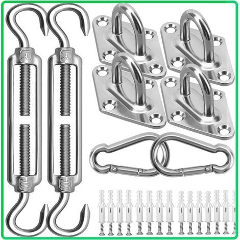 Accessoire pour voile d'ombrage - Kit d'installation de Pare-Soleil en Acier Inoxydable 304-15,2 cm - pour Installer des voiles d'ombrage rectangulaires et triangulaires pour terrasse, Jardin (1/4)