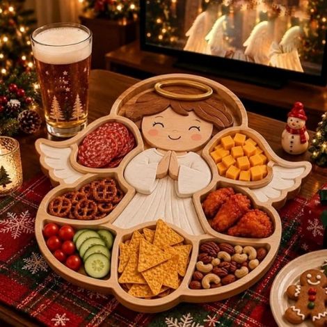 Servierplatte für Weihnachtssnacks - Unterteilte Festtags-Vorspeisenplatte H -