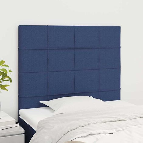vidaXL Cabecero de cama de tela azul 80x5x118/128 cm (1/5)