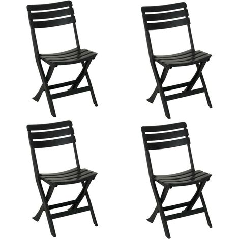 Sedia da giardino in plastica pieghevole, Pratik, Set da 4 pz sedie per esterno Tomaino - Antracite (1/5)