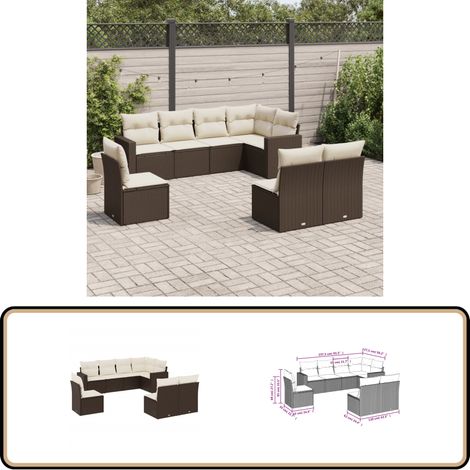 8-tlg. Garten-Sofagarnitur mit Kissen Braun Poly Rattan - Gartensorganisation - Outdoor Möbel - Lounge Set - Gartenlounge - Rattan Sofa