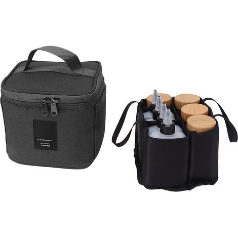 Ensemble pot à épices et sac, flacon à épices de 120 ml, bouilloire à liquide, kit de voyage avec sac en tissu Oxford noir (1/5)