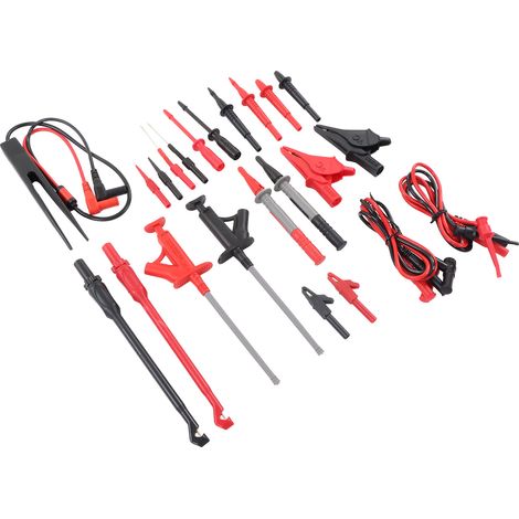 Kit de 25 pièces pour multimètre : câble de test, sonde, fil, crochet, pince crocodile, pour tests électriques numériques (1/5)